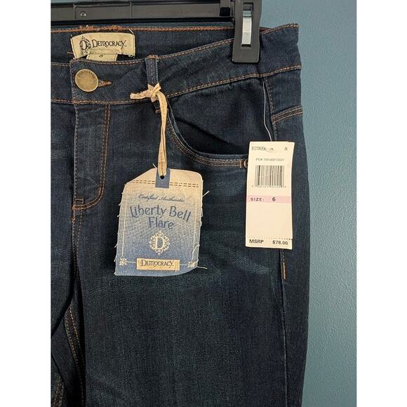 Democracy Jeans Womens 6 Liberty Bell Flare Dark Denim NWT - Picture 2 of 3